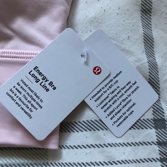 NWT Lululemon size 4 Energy Bra, strawberry milk - Picture 4 of 7